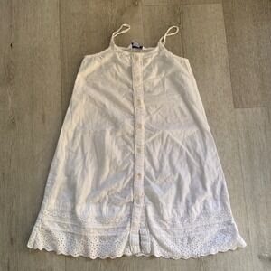 April Cornell White Cotton Eyelet Lace Front Slip Dress Nightgown kids 3/4